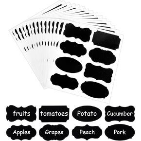 Chalk Sticker Labels, 120PCS Chalk Labels Black Reusable Waterproof Labels Stickers - Food or Spice Labels for Kitchen or Pantry Bottles
