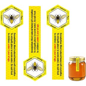 Tamper Proof Pure Honey Stickers 1.5 x 4 Inches Evident Seals Labels Honey Label Stickers for Jars Bottle Lid Proof Pure 300pcs