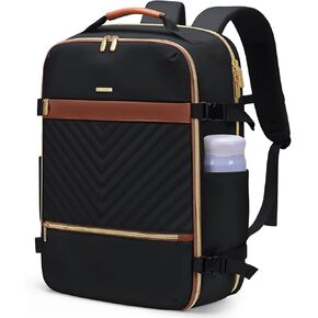 حقيبة ظهر كبيرة للسفر للنساء للنساء: 40L حمل على ظهره على Backplanes Profile Pinger Flight معتمدة من السفر مع حزام الأمتعة مقاوم للماء حقيبة الكتب المحمول حقيبة حقيبة أسود