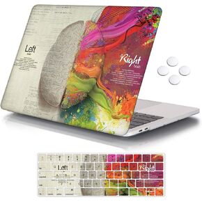 iCasso Compatible with MacBook Pro 13 inch Case 2019 2018 2017 2016 Release A2159/A1989/A1706/A1708, Plastic Hard Shell Case with 5 Rows Keyboard Cover - Left and Right Brain