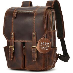 Full Grain Leather backpack For Men | Large Capacity Travel Backpack For Men | 15.6" Laptop Backpack For Men | Rucksack Backpacks | Mens Backpack | Leather Backpack For Women Premium Gift