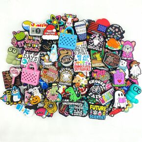 Silicone Focal Beads Bulk 100 Patterns Focal Silicone Bead Teacher Animals Halloween Christmas Focal Beads for Pens Silicone Focal Beads for Keychain Bracelet (Random 100Patterns)