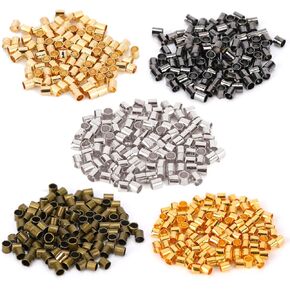500 Pcs Crimping Beads for Jewelry Making 2x2mm Crimp Tube Beads Crimp Beads Column Stoppers Bead Stopper Cord End Tube for Earring Necklace Bracelets Pendant DIY Jewelry Making (5 Colors)