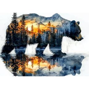 AIRDEA Diamond Art Paintings Kits for Adults,Bear Diamond Art Kits for Adults,12x16 Inch Scenery Diamond Art Paintings Kits,Landscape Diamond Art Painting Set Complete for Beginner