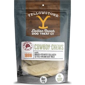 Yellowstone Limited Ingredient Dog Treats Beef Collagen Chews - Healthy Dog Treats Made in USA - Air Dried Beef Collagen Sticks for Dogs - Crunchy & Chewy Dog Treats - 8 oz, 4 Medium Beef Chews