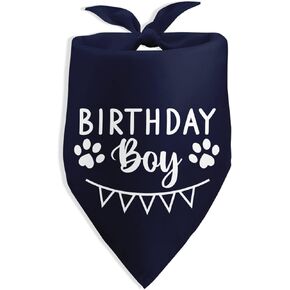Navy Blue Dog Bandana للكلاب الصغيرة المتوسطة - عيد ميلاد الصبي باندانا