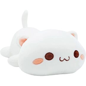 Onsoyours Cute Kitten Plush Toy Stuffed Animal Pet Kitty Soft Anime Cat Plush Pillow for Kids (White Cat, 12")