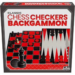 Classic Games - Chess/Checkers/Backgammon - Versatile Set of 2 Player Strategy Games by Goliath