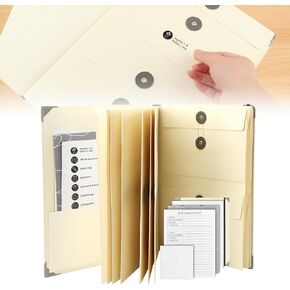 Document Organizer, in Case I Go Missing Binder, Life Binder, Important Document Organizer, Document Binder, Planning Organizer, File Organizer for Paper, Office and School, Work (Khaki)