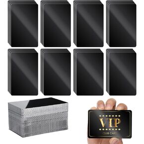 100 Pcs Metal Business Card 0.45mm Thick Printable Blank 8.6×5.4cm/3.38×2.12inch Aluminum Laser Metal Blank Engraving Name Business Card Blanks Metallic House Office DIY Gift Plate VIP Cards Black