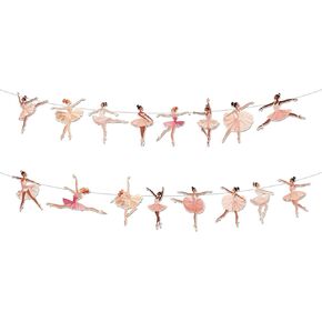 2pcs Ballet Dancer Banners, Pink Ballerina Party Decorations Ballet Girl Dancing Garland Hanging Ballet Themed Birthday Decorations Bunting Supplies for Wedding Baby Shower