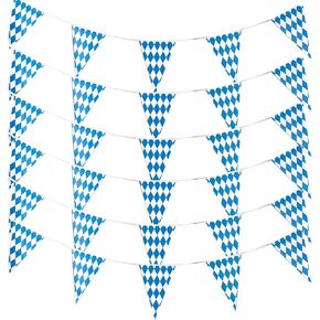 Alpurple 197 Feet Oktoberfest Bavarian Flag- 6 Packs Oktoberfest Bavarian Pennant Banner for German Oktoberfest Themed Party Decorations