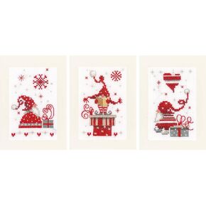 Vervaco Counted Cross Stitch Greeting Card Kit Christmas Gnomes (Set of 3) 6" x 4"