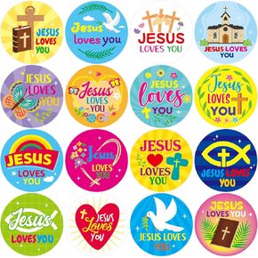 Jesus Loves You Stickers Christian Stickers for Kids Religious Easter Sticker Sheets for Envelopes Cards Party Supply Sunday Church