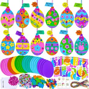 Winlyn 24 Sets Easter Craft Kits DIY Easter Egg Ornaments Decorations Assorted Easter Egg Foam Stickers Easter Arts and Crafts for Kids Spring Easter Home Classroom Activities Party Favors Art Project