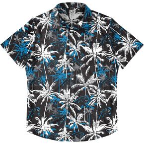 FOCO Men's Houton Texans NFL Team Logo Aloha Tropical Button Up Shirt, Black Floral