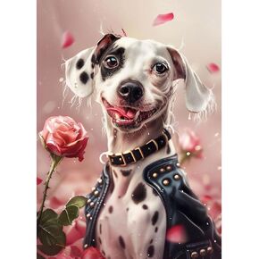 Sanjee Dog Diamond Painting Kits for Adults, Diamond Art Dog Kits for Beginner, 5D DIY Round Full Drill Diamond Dots Paintings for Home Wall Decoration Gift, 12x16inch