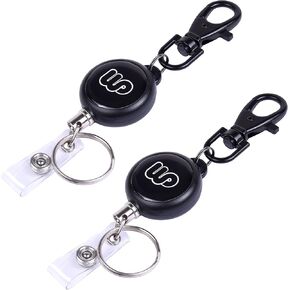 Wisdompro 2 Pack Retractable Keychain, Heavy Duty Retractable Badge Reels with Lobster Clasp, 24 inch Steel Cord, Key Ring for Keys, ID Badges, Card Holders