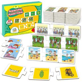 Sequencing Puzzle Cards,Sequence Game for Kids,Toddler Puzzle,Speech Therapy Toy,Autism Learning Materials,Storytelling,Social Skill,Sentence Building,Learning Activities for 3 4 5 6 Year Old