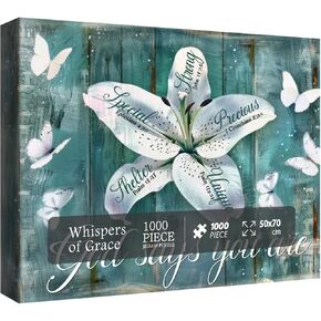 Christian Flower Butterfly Puzzles for Adults 1000 Pieces, Religious Bible Jigsaw Puzzles, Scripture Inspirational Catholic Jesus Faith Puzzle