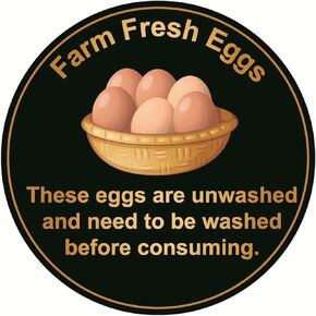Unwashed Farm Fresh Egg Stickers,2 inch 300pcs Black Unwashed Farm Fresh Eggs for Carton