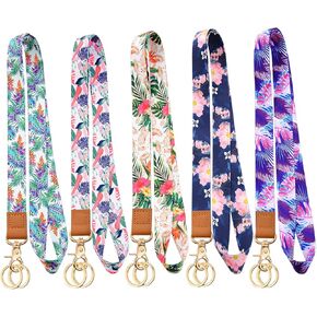 Lanyards for ID Badges Car Keys 5 Pack, Cute keychain Key Lanyard for Women Teacher