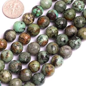 GEM-Inside Jade Gemstone Loose Beads 6mm Faceted Round Natural Aventurine Crystal Energy Stone Power for Jewelry Making 15"
