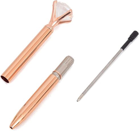 Diamond Pens Metal Ballpoint Pen with Big Diamonds on Top,Fun Fancy Crystal Diamond Pen Bling Diamond Ballpoint Pens Rose Gold Pens for Women Girls Wedding School Ofiice （12pack Gold in Saudi Arabia