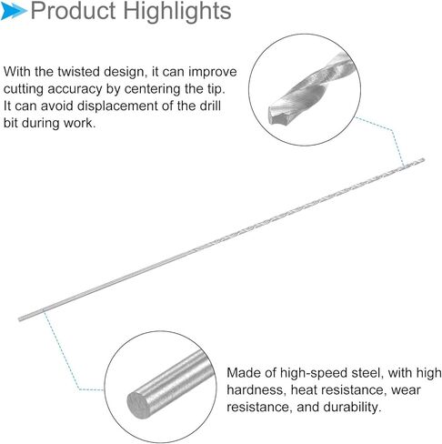 رؤوس مثقاب ملتوية طويلة للغاية من CoCud، قطر لقمة مثقاب 3 مم الطول الإجمالي 300 مم، لقمة مثقاب ملتوية فولاذية عالية السرعة - (التطبيقات: للألومنيوم البلاستيكي الخشبي المعدني المقوى)، 5 قطع in Kuwait