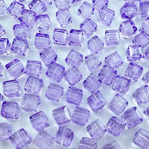 100 PCS 8mm Square Crystal Glass Beads for DIY Jewelry Making (Peacoca Blue) in Kuwait