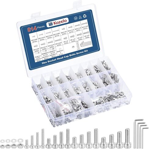 1200pcs Socket Head Cap Screws Bolts Nuts Assortment Kit - [M2/M2.5/M3/M4] 304 Stainless Steel Allen Socket Drive for 3D Printer with Allen Wrench in Saudi Arabia