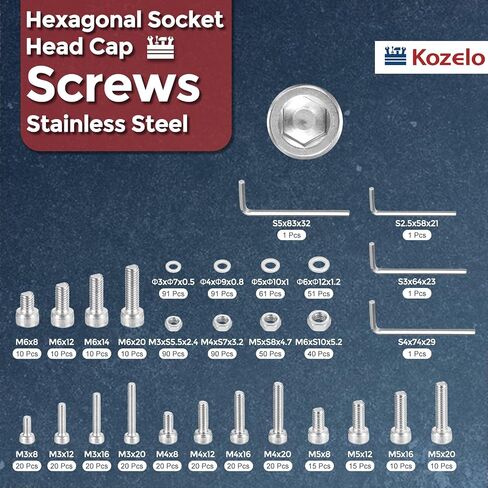 1200pcs Socket Head Cap Screws Bolts Nuts Assortment Kit - [M2/M2.5/M3/M4] 304 Stainless Steel Allen Socket Drive for 3D Printer with Allen Wrench in Saudi Arabia