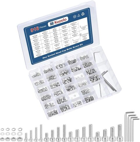 1200pcs Socket Head Cap Screws Bolts Nuts Assortment Kit - [M2/M2.5/M3/M4] 304 Stainless Steel Allen Socket Drive for 3D Printer with Allen Wrench in Saudi Arabia
