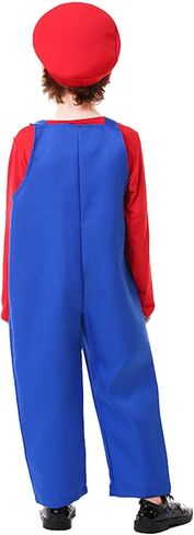 Halloween Costume Kids Plumber Jumpsuit with Hat Gloves Moustache Costume Accessories Set in Saudi Arabia
