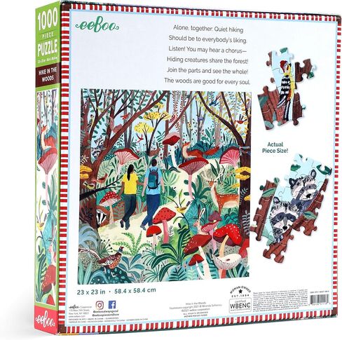eeBoo: Piece and Love Hike in The Woods 1000 Piece Square Adult Jigsaw Puzzle, Puzzle for Adults and Families, Glossy, Sturdy Pieces and Minimal Puzzle Dust in Saudi Arabia