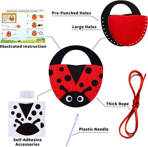 IROLEHOME 6 Pcs Farm Animals Sewing Kit for Kids DIY Arts & Crafts Kit, Make Your Own Easter Basket Animal Handbag for Beginners, Fine Motor Toys as Girls Boys Birthday Gifts Ages 5 6 7 8 in Saudi Arabia