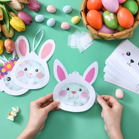 Ctosree 24 Sets Easter Craft Kits Bunny Tissue Paper Crafts DIY Make Your Own Rabbit Ornament Easter Bunny Craft for Easter Art Activity Project Spring Decoration in Saudi Arabia