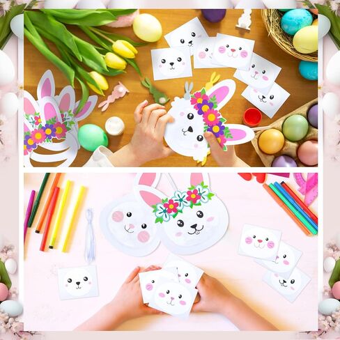 Ctosree 24 Sets Easter Craft Kits Bunny Tissue Paper Crafts DIY Make Your Own Rabbit Ornament Easter Bunny Craft for Easter Art Activity Project Spring Decoration in Saudi Arabia