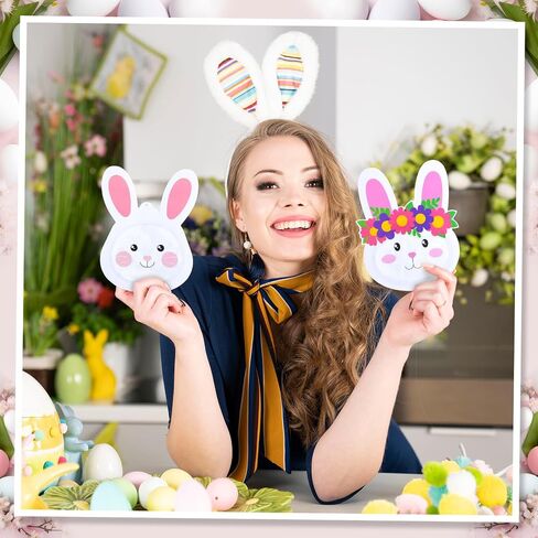 Ctosree 24 Sets Easter Craft Kits Bunny Tissue Paper Crafts DIY Make Your Own Rabbit Ornament Easter Bunny Craft for Easter Art Activity Project Spring Decoration in Saudi Arabia