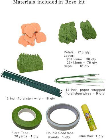 Mybbshower Peach Orange Crepe Paper Rose Kit - DIY Flower Making Supplies للورود المصنوعة يدويًا ديكورات المنزل الإبداعات الفنية in Kuwait