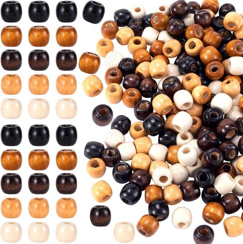 100pcs Large Hole Wooden Beads, 5 Colors Wooden Loose Spacer Beads, Craft Beads with Holes, Macrame Beads, Wooden Beads for Hair, Braids, Jewelry Making, Handmade Decor, DIY Craft - 12×11mm in Kuwait