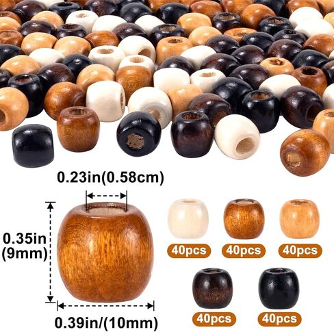100pcs Large Hole Wooden Beads, 5 Colors Wooden Loose Spacer Beads, Craft Beads with Holes, Macrame Beads, Wooden Beads for Hair, Braids, Jewelry Making, Handmade Decor, DIY Craft - 12×11mm in Kuwait
