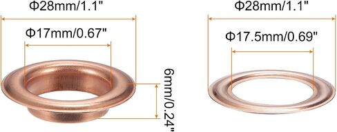 HARFINGTON 20Set Grommets Eyelets with Washers 17mm Copper Metal Eyelets Kit for Fabric Curtain Tarps Leather Belt Shoes Bag DIY, Copper in Saudi Arabia