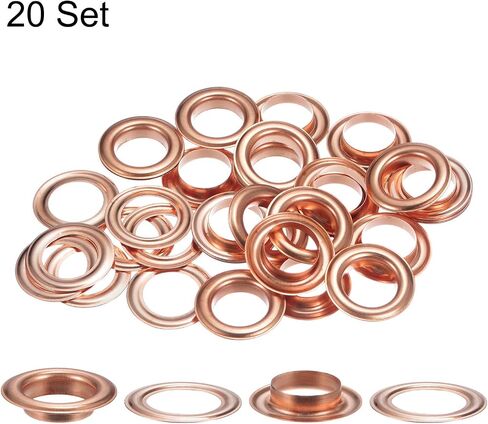 HARFINGTON 20Set Grommets Eyelets with Washers 17mm Copper Metal Eyelets Kit for Fabric Curtain Tarps Leather Belt Shoes Bag DIY, Copper in Saudi Arabia