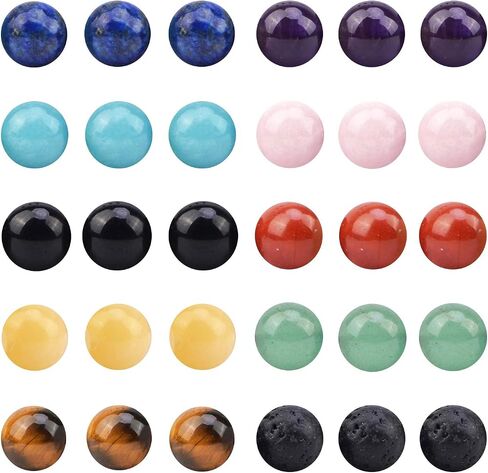 Fygem 300pcs 10 ألوان حبات مستديرة فضفاضة خشبية 6 مم لتصنيع مجوهرات صنع حفرة 1.3 مم لأقراط قلادة سوار (10 ألوان خشبية) in Saudi Arabia
