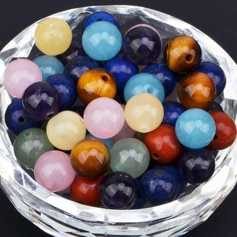 Fygem 300pcs 10 ألوان حبات مستديرة فضفاضة خشبية 6 مم لتصنيع مجوهرات صنع حفرة 1.3 مم لأقراط قلادة سوار (10 ألوان خشبية) in Saudi Arabia