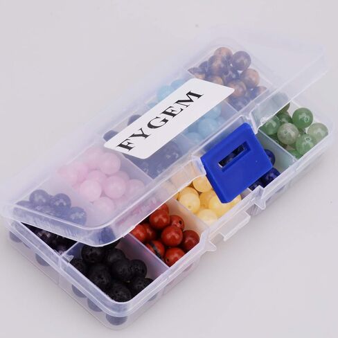 Fygem 300pcs 10 ألوان حبات مستديرة فضفاضة خشبية 6 مم لتصنيع مجوهرات صنع حفرة 1.3 مم لأقراط قلادة سوار (10 ألوان خشبية) in Saudi Arabia