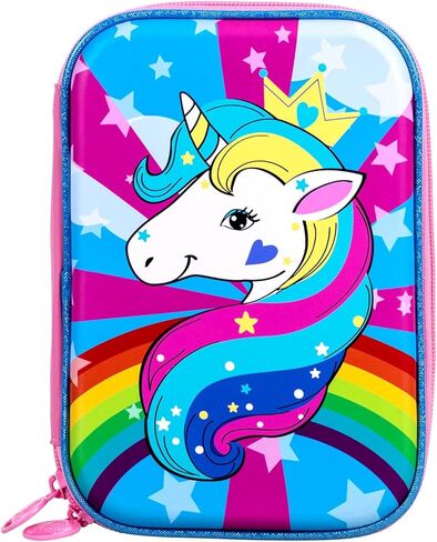 AGSDON Pencil Case for Girls, Cute Unicorn Pencil Box, Kids School Supply Organizer Stationery Bag Zipper Pouch in Kuwait