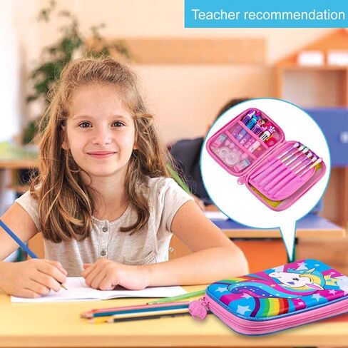 AGSDON Pencil Case for Girls, Cute Unicorn Pencil Box, Kids School Supply Organizer Stationery Bag Zipper Pouch in Kuwait