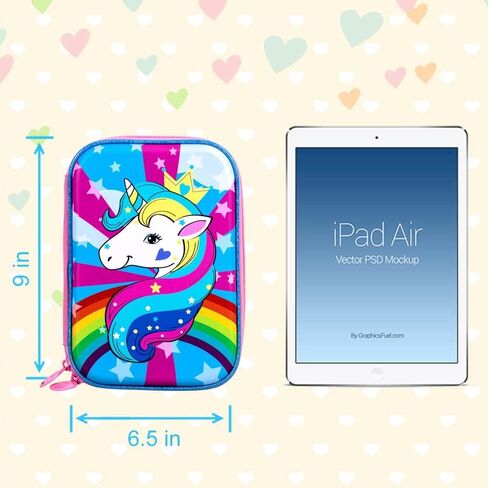 AGSDON Pencil Case for Girls, Cute Unicorn Pencil Box, Kids School Supply Organizer Stationery Bag Zipper Pouch in Kuwait